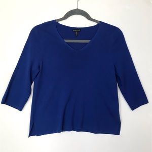 Eileen Fisher Blue 100% Superfine Italian Merino Wool Sweater